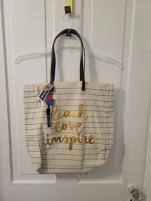 Dayna Lee коллекции «Teach любовь вдохновить» холст сумка с короткими ручками W/кожаные ручки новый - Изображение 1 из 4