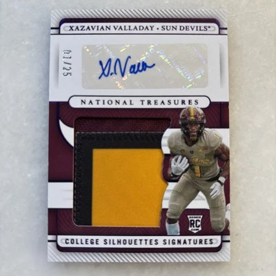 2023 National Treasures Silhouettes Xazavian Valladay RC Patch Auto 01/25 Jets - Image 1 of 4