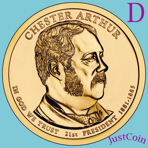 2012-D CHESTER ARTHUR GOLDEN PRESIDENTIAL DOLLAR UNCIRCULATED FROM MINT ROLL Cover