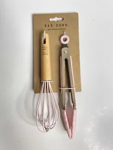 Rae Dunn Mini Kitchen Utensil Set Whisk Tongs Beat Grab Pink 2 Pieces New - Picture 1 of 6
