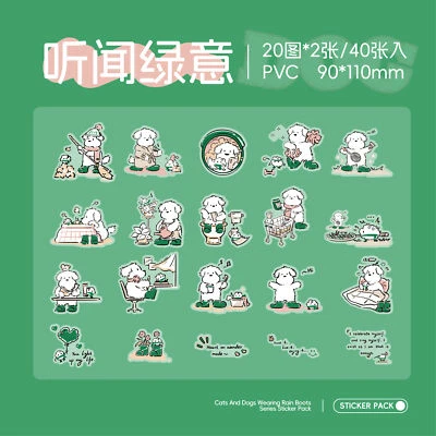 40Pcs Cute Cats Dogs PVC Stickers Journal Diary Card Craft Scrapbooking Collage - Image 1 of 4