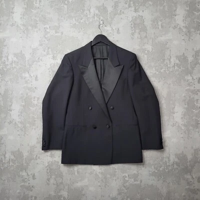 St. Michael Blazer Men's 38M Black Wool Double-Breasted Evening Tuxedo Jacket — 第 1/4 张图片