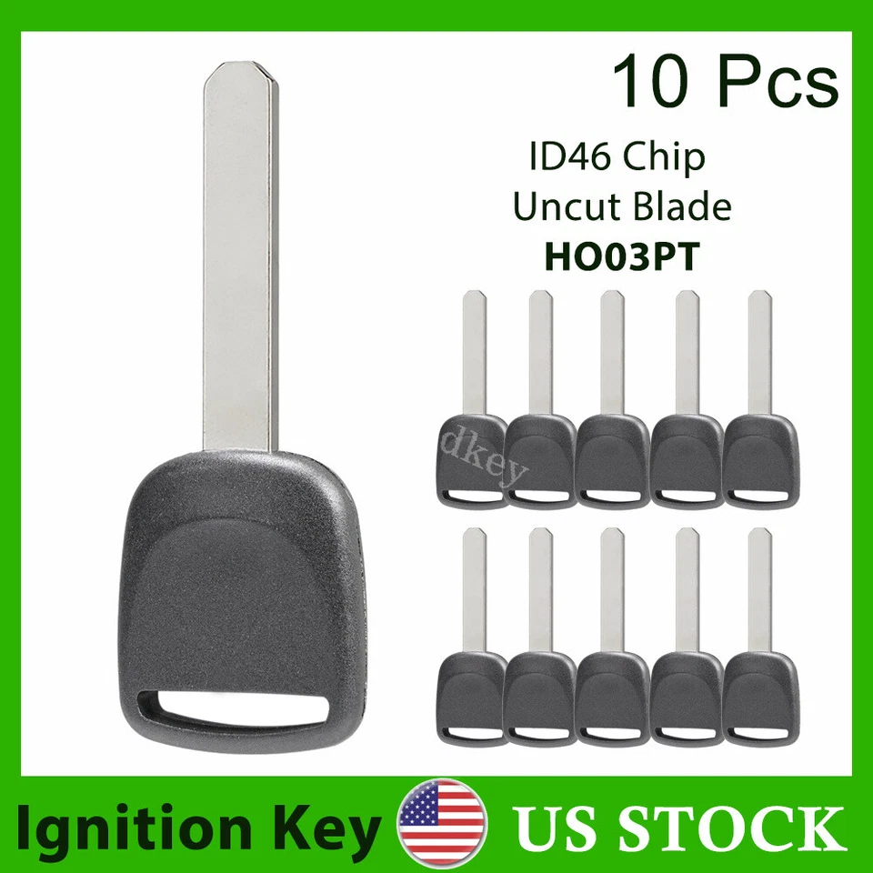 Repuesto de llave transpondedor HO03PT de 10 piezas para Honda / Acura 46 chip hoja sin cortar Foto 1 de 4