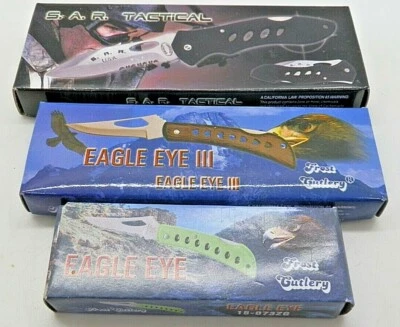 Folding Pocket Knife Bundle, 3 Knives, Stainless Steel, 4 3/8", 4", and 3", NEW  - Image 1 of 4