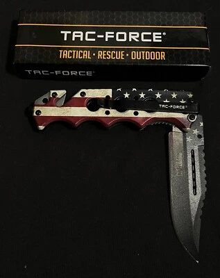 Нож с пружинным лезвием и ручкой Tac Force с американским флагом - Изображение 1 из 4