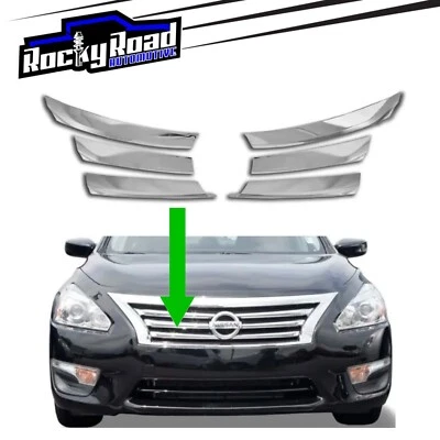 Chrome Grille Grill 插入覆盖装饰 6 件套适用于 2013 - 2015 年日产 Altima — 第 1/4 张图片