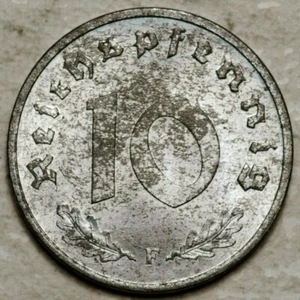 1948 -F GERMANY ZINC 10 REICHSPFENNIG ALLIED ACCUPATION (BRILLIANT UNC!) - Picture 1 of 2