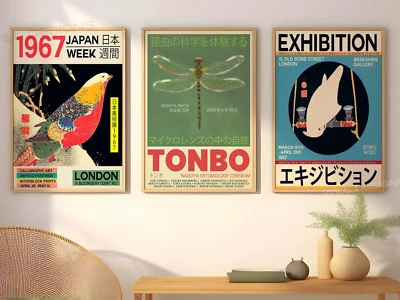 Conjunto de 3 lienzos/impresión artística/enmarcados, impresión de exposición vintage Foto 1 de 4