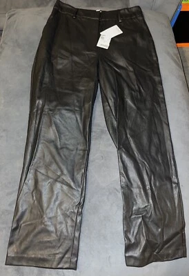 M&CO Wet Look Black Trousers In A Size 10 Brand New With Tags Attached  - Image 1 of 3