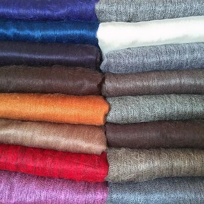 SOFT & WARM MULTICOLOR SOLID PLAIN ALPACA WOOL HANDMADE BLANKET PLAID 90" X 65" - Image 1 of 2