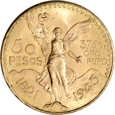 Oro México 1945 50 pesos - promedio circulado - 1,2056 oz Foto 1 de 2