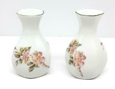 Small Pair White Porcelain Vases - Schmidt Made in Brazil 8 cm x 3.5 cm Diameter