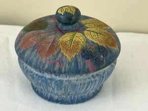 VINTAGE c.1930s cold painted enamelled glass large lidded bon bon dish bowl pot - Picture 1 of 20