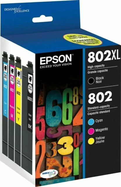 Epson T802XL-BCS DURABrite Ultra Black High Capacity and Color Combo Pack Standard Capacity Cartridge Ink