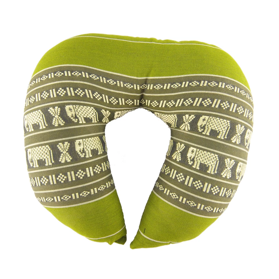 Traditional Thai Neck or Face Cushion - Green Elephant DM18