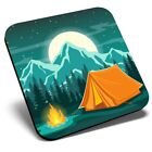 Square Single Coaster - Campfire Tent Moon Mountains  #16464