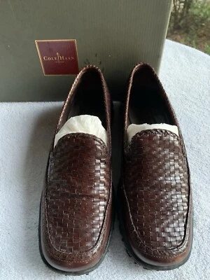 Cole Haan Zapatos Mujer 7.5 AA Country Adrien Marrón Tejido Cuero Mocasín Sin Cordones Foto 1 de 4