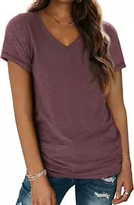T Shirts Short Sleeve V Neck Tees for Women Fashion Tops Trendy Soft Casual Summ - Picture 1 of 12