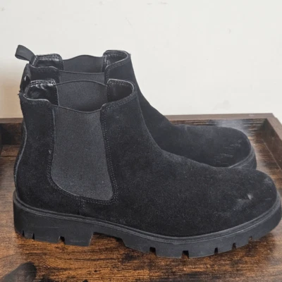 Botines gruesos de gamuza Zara Chelsea para mujer negros talla 9 Foto 1 de 4