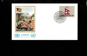 UN, FDC, UNICEF, 23. September 1983, NEPAL Flagge, COV403-C - Bild 1 von 1