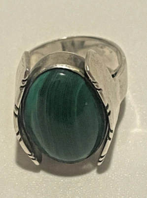 Sterling Silver Malachite Ring Size 5.5 - Image 1 of 4