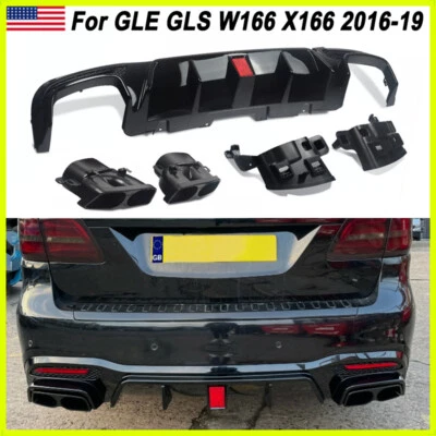 Gloss Black B Style Rear Diffuser For Mercedes Benz GLE GLS W166 X166 2016-2019 Foto 1 de 4