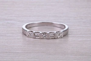 Half carat Baguette and Square Princess cut Diamond set 18ct White Gold Eternity - Picture 1 of 11