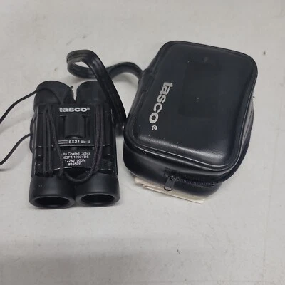 Tasco 8x21 #165RB Compact Rubber Armored Binoculars with Original Case Instruct - Image 1 of 4