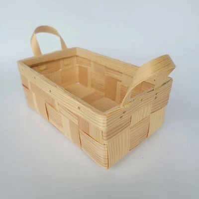 Wooden Basket with handles,  Handmade from pine shavings - Image 1 of 4
