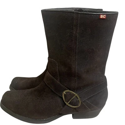 Bc Calzado Mujer Botas Cuero Marrón Botín Cremallera 8.5 Arnés Motociclista Usado Foto 1 de 4