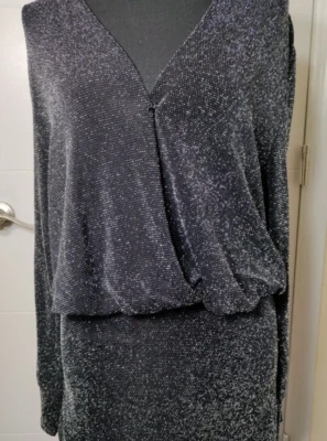 Marilyn Monroe Black Dress Mini silver metallic thread XLarge - Image 1 of 4