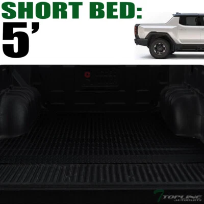 TLAPS For 2022-2024 Hummer EV Pickup 5 Ft Rubber Front+Rear Truck Bed Mat Black - Image 1 of 4