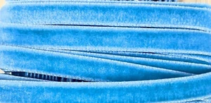 Cameo 3/8” Blossom L Blue Velvet Ribbon Vintage Rayon Velvet-Taffeta Back 10 Yd. - Picture 1 of 2