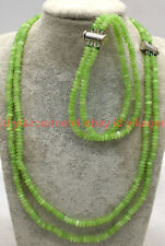 New Fashion 2 Rows 2x4mm Green Peridot Gems Rondelle Beads Necklace Bracelet Set