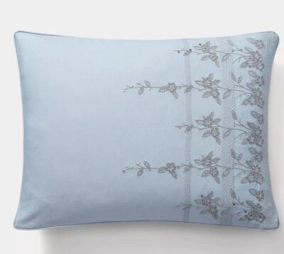 RALPH LAUREN CAROLYNE EMBROIDERY DECO PILLOW 15”x20” OBLONG BLUE NWT $200 NICE - Image 1 of 4