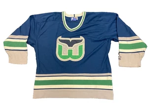 Hartford Whalers Blue Starter Hockey Jersey Large Vintage Rare NHL Blank - Picture 1 of 10