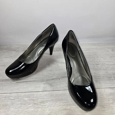 Zapatos de tacón alto Bandolino plataforma stiletto talla 7,5 M charol negro elegantes Foto 1 de 4
