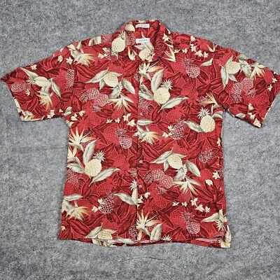 Pierre Cardin Hawaiian Shirt Men's Size L Pineapples Red Birds of Paradise - Image 1 of 4