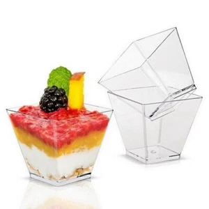 100x Kunststoff Clar Mousse Kuchen Dessertbecher Einweg Dessert Cups Tassen 60ml - Bild 1 von 8