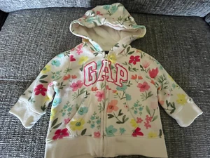 Gap Baby Girls Cream Pink Yellow Blue Floral Zip Up Hooded Jacket 3-6 Months - Picture 1 of 2