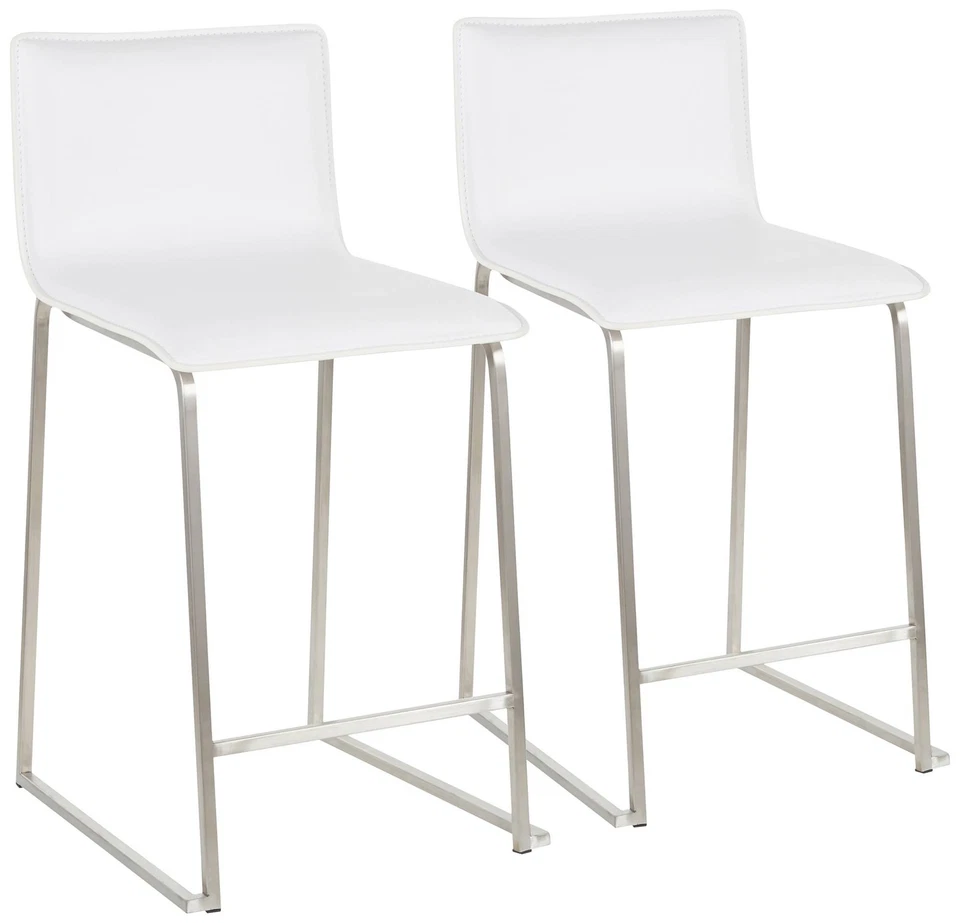 Mara 24 1/2" White and Steel Counter Stools Set of 2 - Image 1 of 1