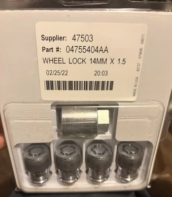 Kit Bloqueo Rueda Dodge Charger 14mm X 1.5 04755404AA, Nuevo Precintado Foto 1 de 3