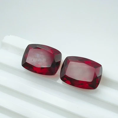 10x12 mm. Red Garnet Cushob Cut Loose Gemstone Jewelry Making Lot Lab-Craeted - Image 1 of 4