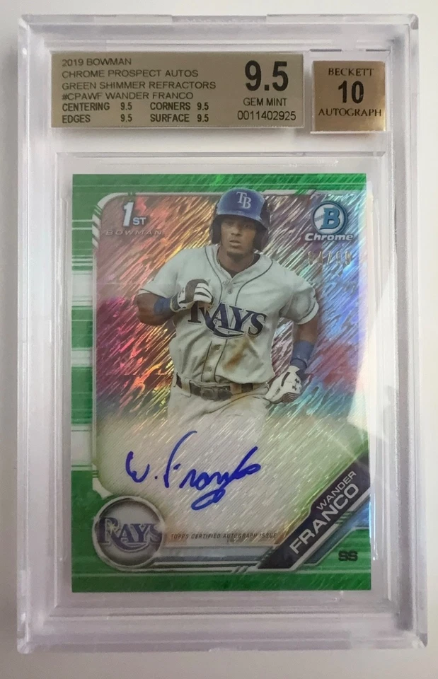 2019 Bowman Chrome Wander Franco 1st Bowman Auto Green Shimmer #64/99 BGS 9.5/10 - Image 1 of 2