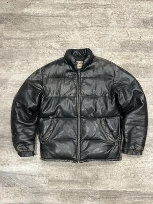 Chaqueta de Cuero Schott Down by Schott Puffer De Colección Talla 38 Negra Hecha en EE. UU. Ganso Foto 1 de 4