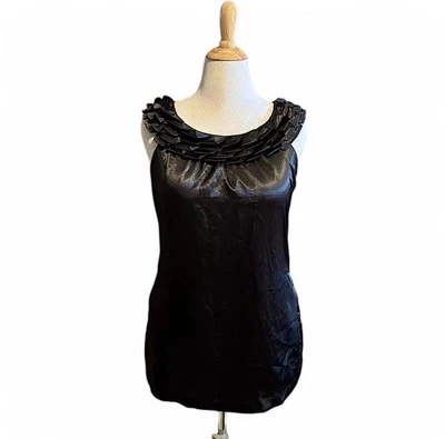 Vintage y2k Charlotte Russe Vestido Mini de Satén Grande para Mujer con Volantes y Bolsillos Negros Foto 1 de 4