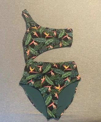 Traje de baño DOLCE VITA XS de una pieza tiro alto recorte un hombro negro verde rosa Foto 1 de 4