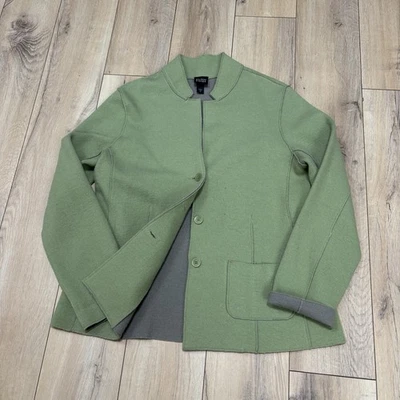 Chaqueta Blazer Eileen Fisher Lana Merino Tejida Mujer Talla Mediana M Verde Carrera Foto 1 de 4