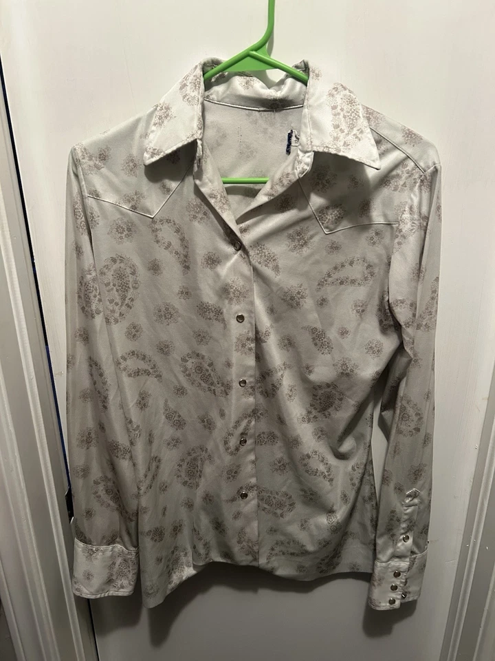 Camisa Floral Vintage Años 70 Hombre Botón Abajo Manga Larga Foto 1 de 3