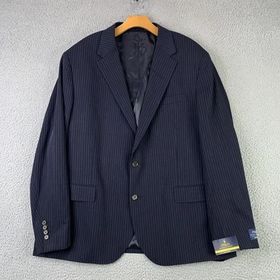 Polo Ralph Lauren Blazer Mens 52R Navy Pinstripe Modern Wool Sport Coat Jacket - Image 1 of 4